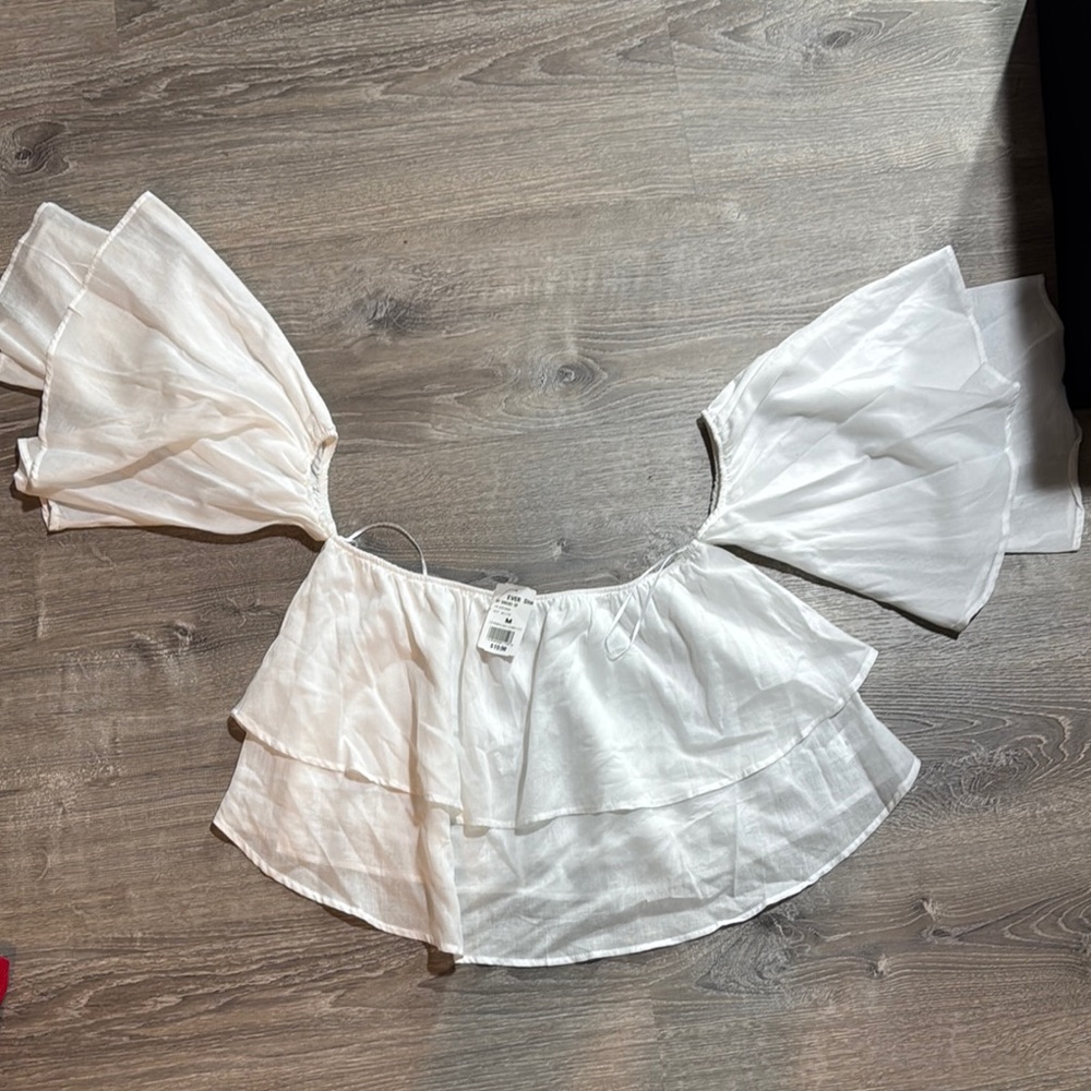 Forever 21 White Off-Shoulder Ruffle Top